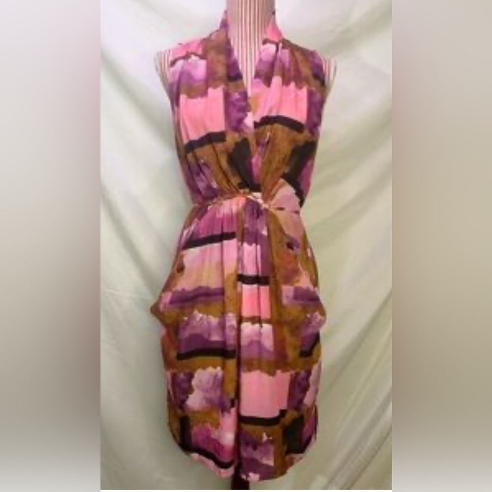 Bar III Pink and Brown Midi Dress